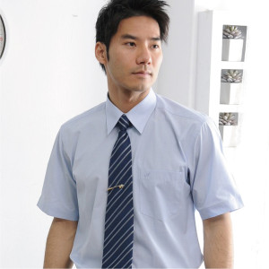LA-605-1 淺藍色短袖男襯衫（色織布）