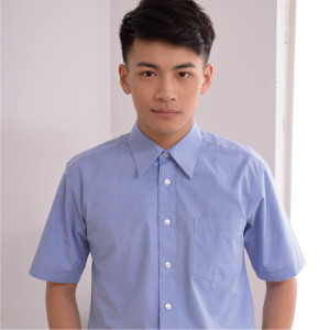 LA-606-1 藍色短袖男襯衫（色織布）