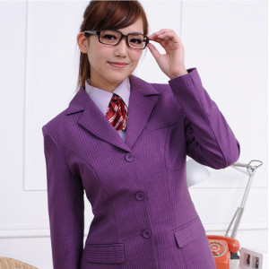 HTY-13A-A 紫底白條紋女西裝外套