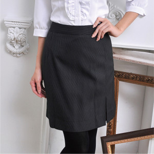PAS-981E-D 黑底白條紋女單摺裙