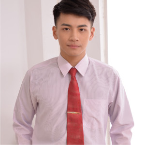 L-211 粉紅細條紋男襯衫（超細纖維）（短袖／長袖）