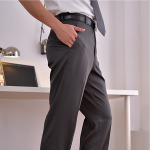 LC-022D-B 灰色條紋男西裝褲（平面）