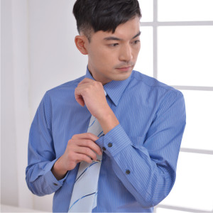 LD-904-3 藍色條紋長袖男襯衫