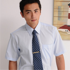 LD-905 藍色細條紋男襯衫（短袖／長袖）