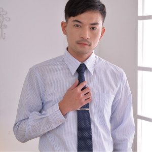 LD-912-3 藍紫色條紋長袖男襯衫