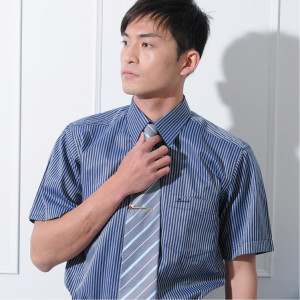 LA-604-1 藍色條紋短袖男襯衫