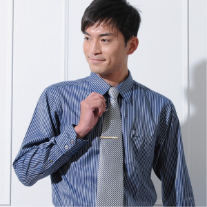 LA-604-3 藍色條紋長袖男襯衫
