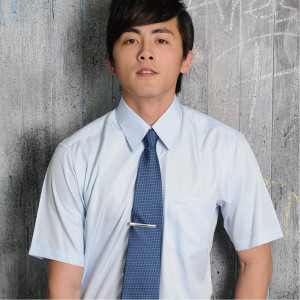 PA-802-1 淺藍色亮條紋短袖男襯衫（超細纖維）
