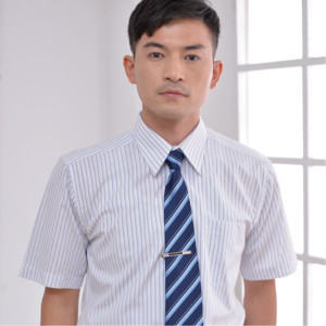 PA-91208-1-1 淺藍色條紋短袖男襯衫