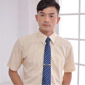 S-12-1 米黃色短袖男襯衫