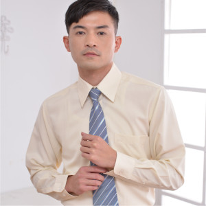 S-12-3 米黃色長袖男襯衫