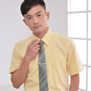 S-15-1 黃色條紋短袖男襯衫