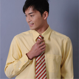 S-15-3 黃色條紋長袖男襯衫