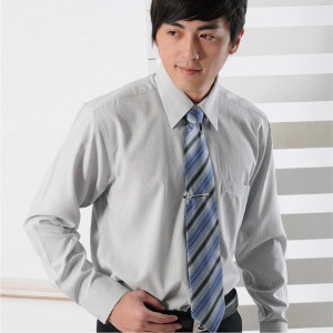 S-33-3 中灰色條紋長袖男襯衫