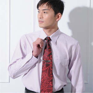 S-38-3 粉紫色條紋長袖男襯衫