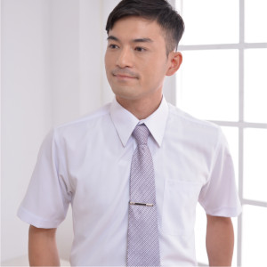 S-41-1 白色條紋短袖男襯衫
