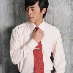 S-R1802-3 淺粉紅十字紋長袖男襯衫