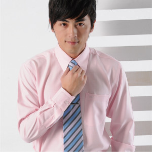 S-R1810-3 粉紅色十字紋長袖男襯衫